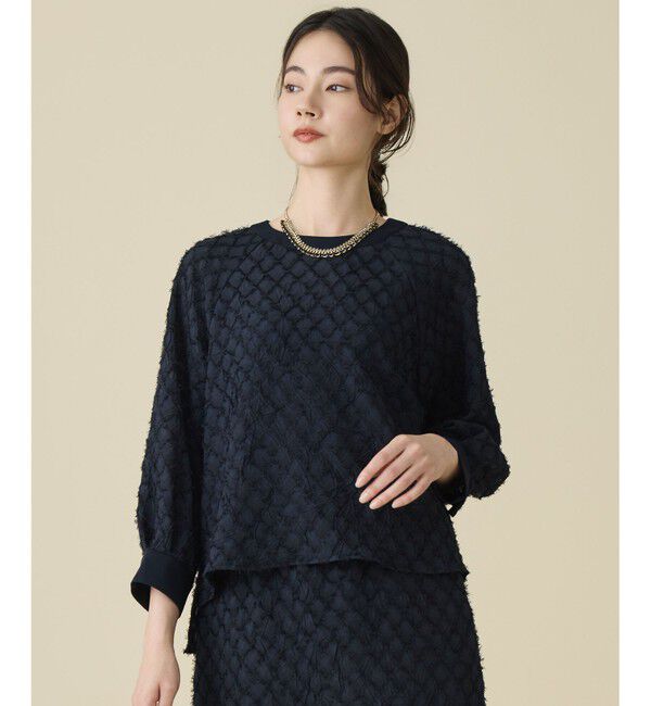 自由区「【セットアップ対応】ワッシャーカットジャカード ブラウス」|シャツ・ブラウス|ミッドナイト