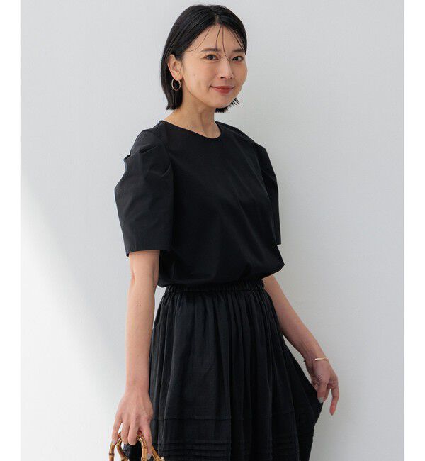 23区「【洗える】スムースデザイン タックディテール カットソー」|Tシャツ・カットソー|ブラック系