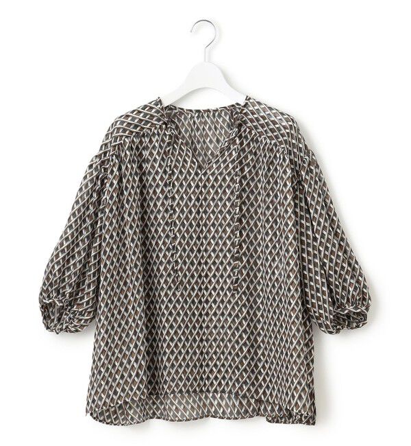 23区「【洗える】Ratti コラージュプリント ギャザー ブラウス」|シャツ・ブラウス|