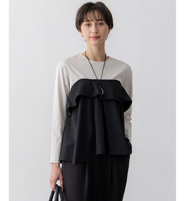 23区「【洗える】ライトクロスビスチェコンビ ジャージー カットソー」|Tシャツ・カットソー|ブラック系