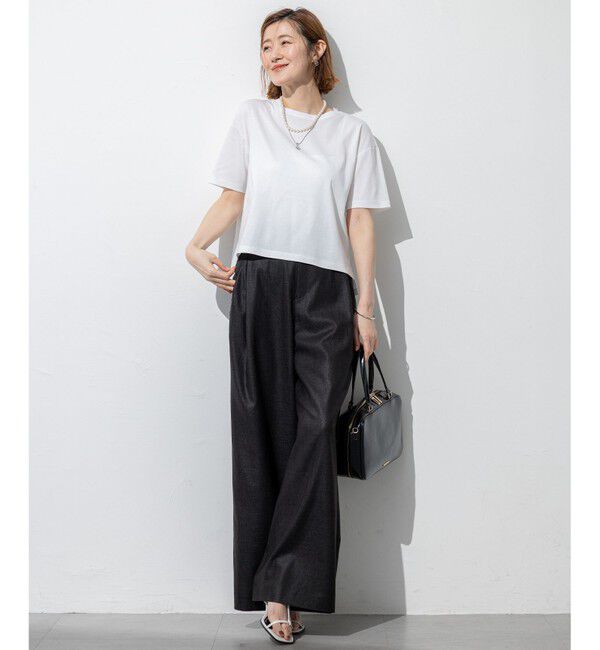 23区「【速乾性/汗じみ防止】半袖 クロップド IT Tシャツ」|Tシャツ・カットソー|