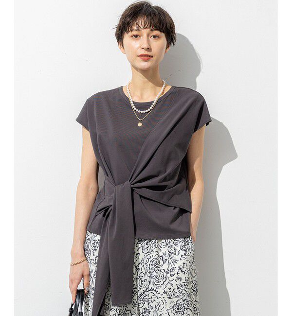 23区「【SLOW/一部店舗限定】ライトツイストコットン サッシュデザイン Tシャツ」|Tシャツ・カットソー|グレー系