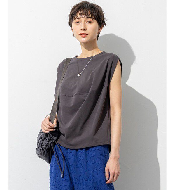 23区「【SLOW/一部店舗限定】ライトツイストコットン 切り替えデザイン Tシャツ」|Tシャツ・カットソー|グレー系