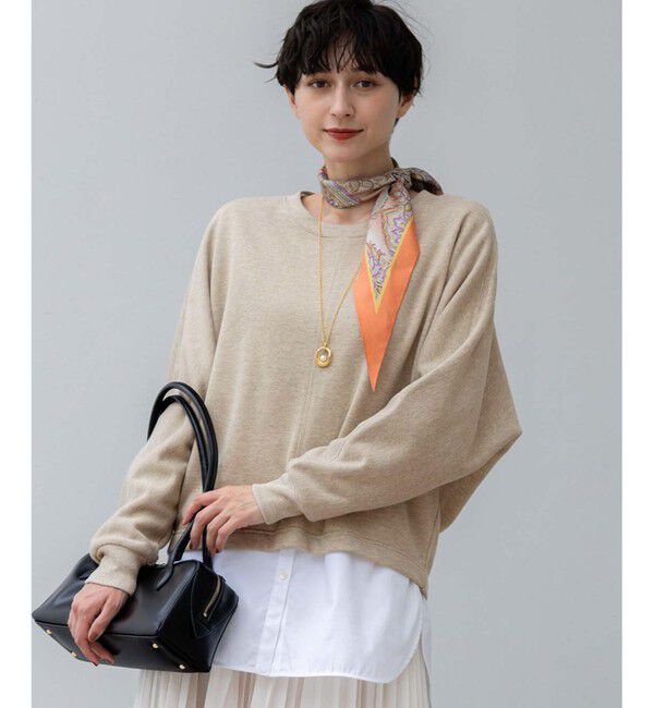 23区「【洗える】シャイニーコットンテリー ドルマン スウェット」|Tシャツ・カットソー|ベージュ系