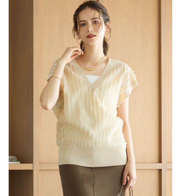 23区「【SLOW/一部店舗限定】フリンジニット ジレ」|ニット・セーター|