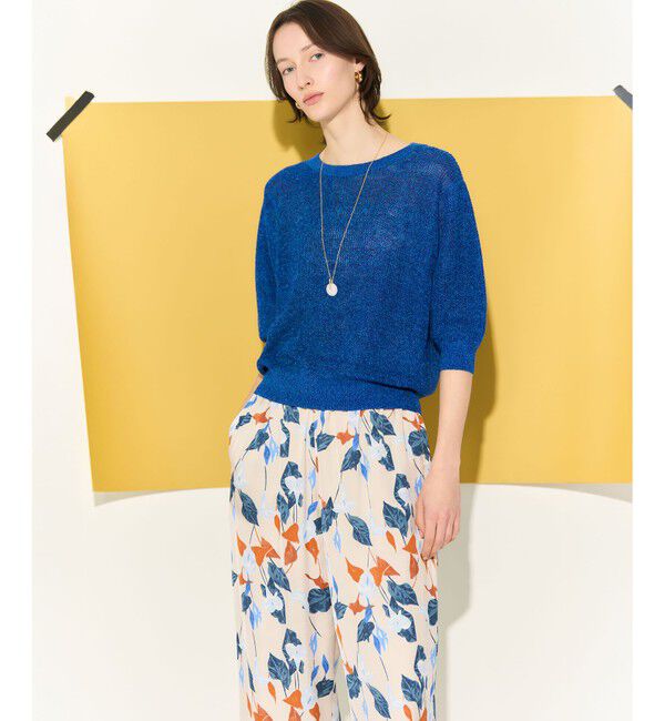 23区「ピュアリネン パフスリーブ ニット」|ニット・セーター|