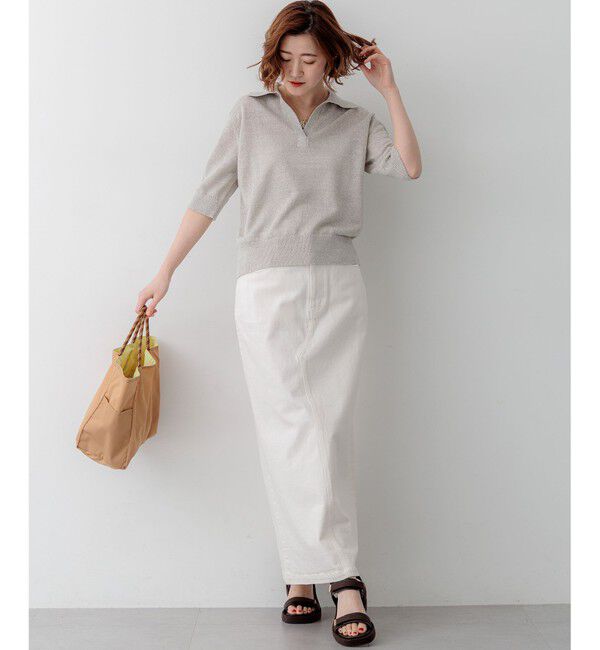 23区「【CanCam掲載】ピュアリネン スキッパー ポロニット」|ニット・セーター|