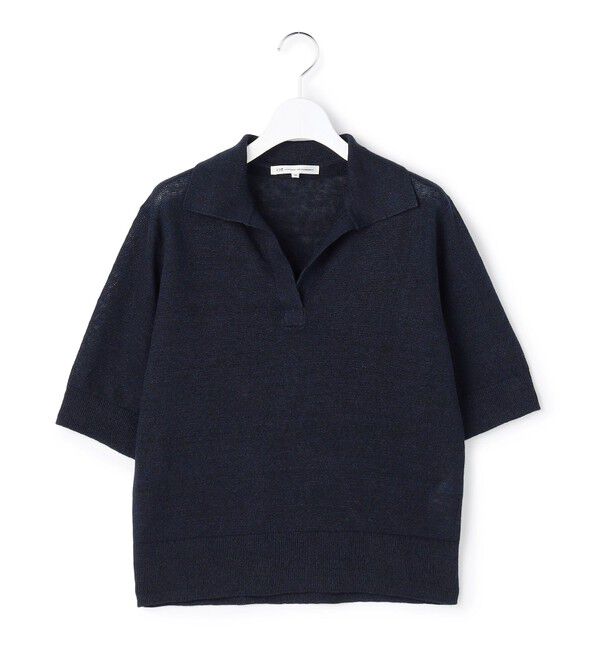 23区「【CanCam掲載】ピュアリネン スキッパー ポロニット」|ニット・セーター|