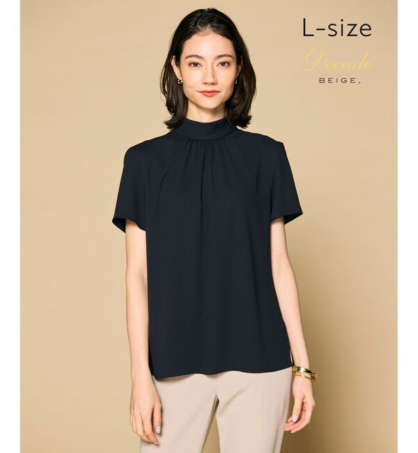BEIGE,「【L-size】EVA / ハイネックハーフスリーブブラウス」|シャツ・ブラウス|Black
