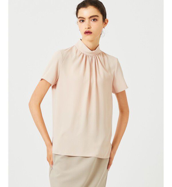 BEIGE,「【L-size】EVA / ハイネックハーフスリーブブラウス」|シャツ・ブラウス|