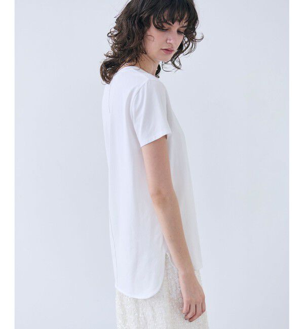 BEIGE,「【洗える】BROIS / コットンクルーネックTシャツ」|Tシャツ・カットソー|White