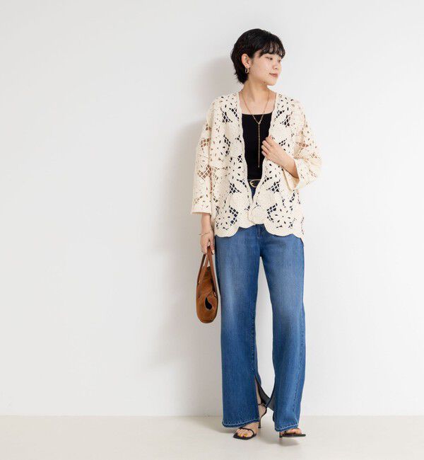 Rie Miller「《手洗い可能》レース刺繍7分袖ボレロ」|カーディガン|