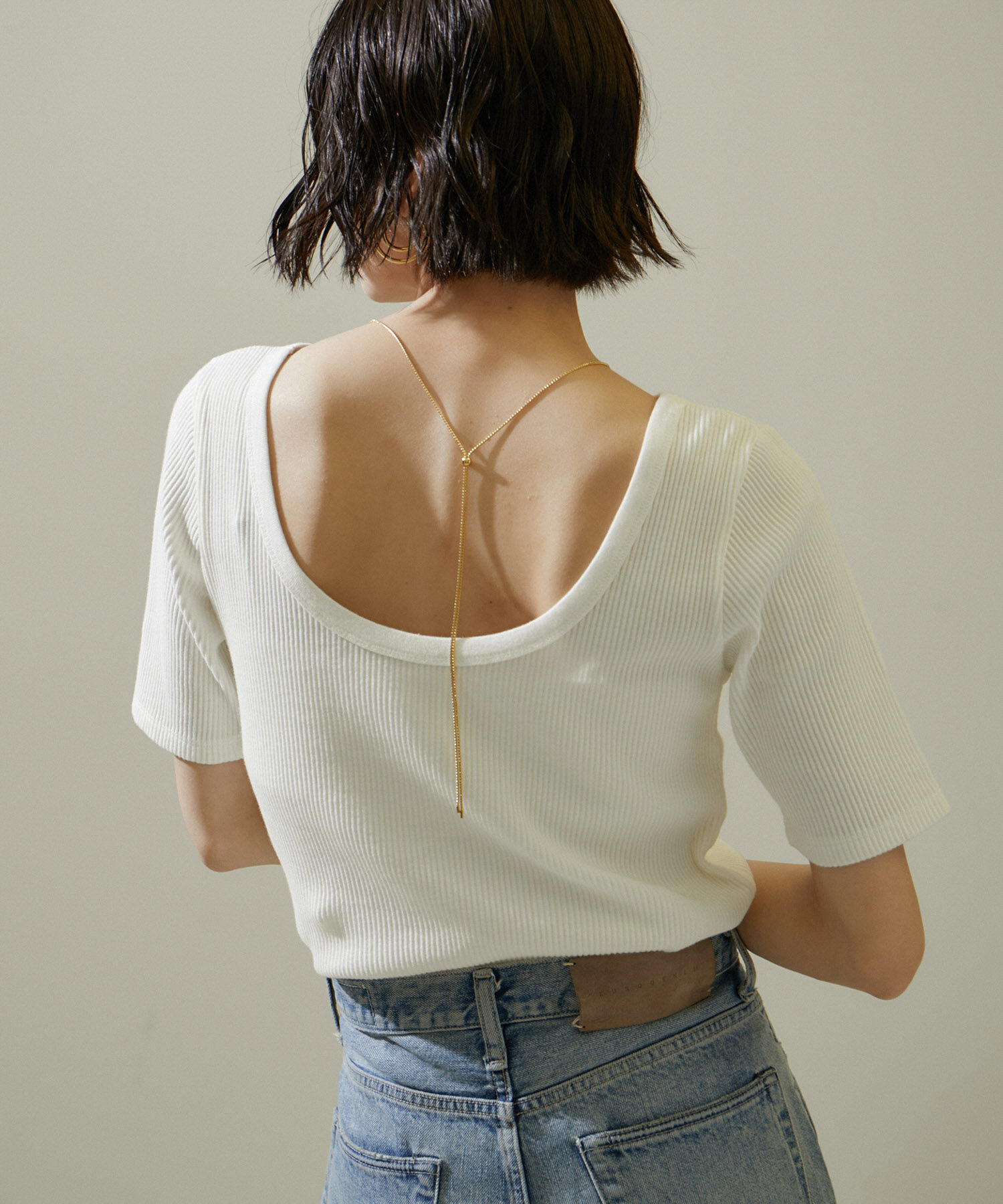 SALON adam et rope'「ヴィンテージライク2WAYリブTシャツ【セットアップ対応・洗える】」|Tシャツ・カットソー|ホワイト(10)