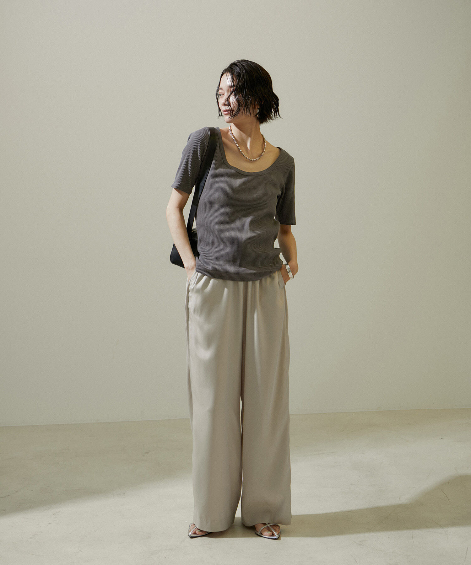 SALON adam et rope'「ヴィンテージライク2WAYリブTシャツ【セットアップ対応・洗える】」|Tシャツ・カットソー|