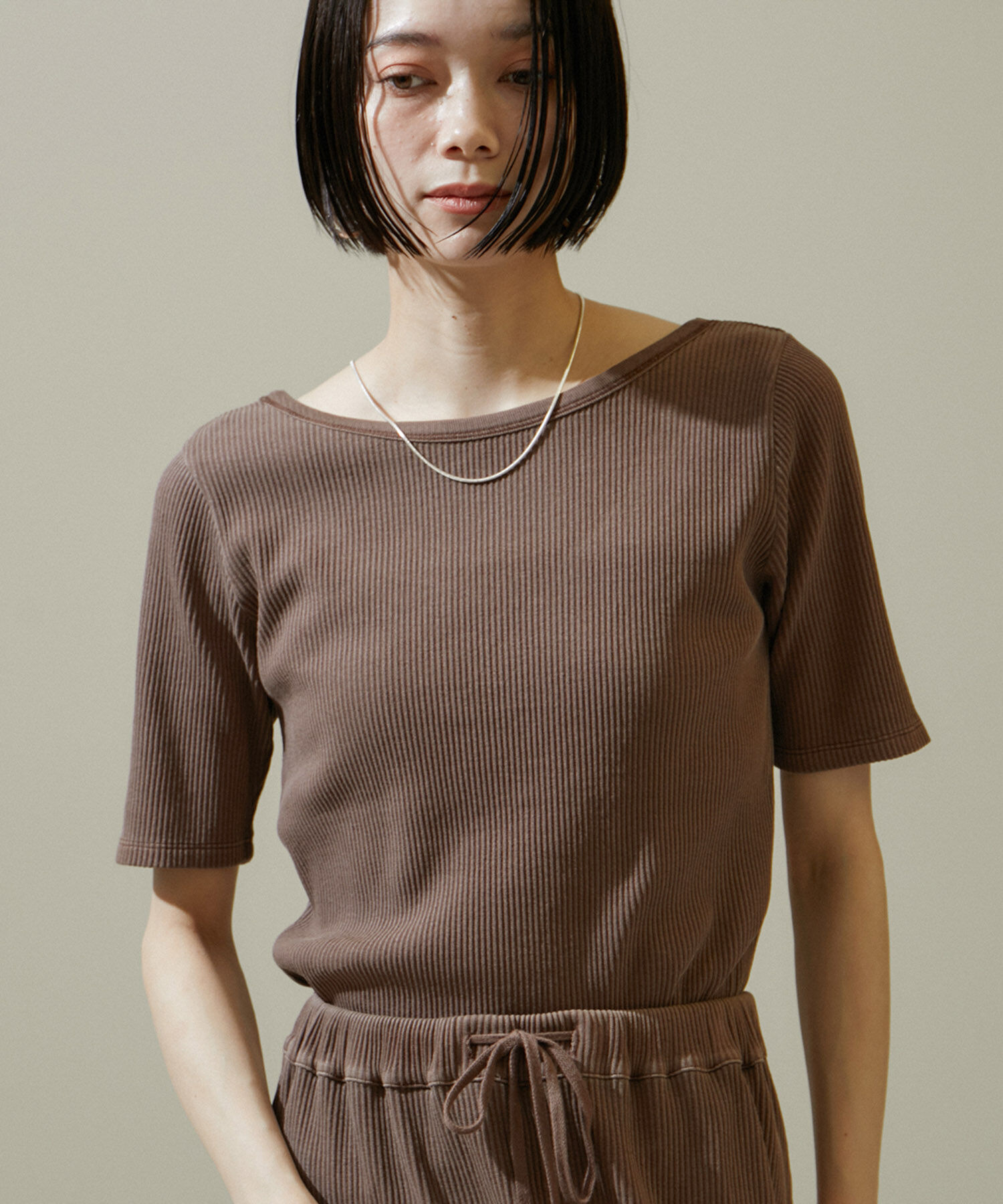 SALON adam et rope'「ヴィンテージライク2WAYリブTシャツ【セットアップ対応・洗える】」|Tシャツ・カットソー|