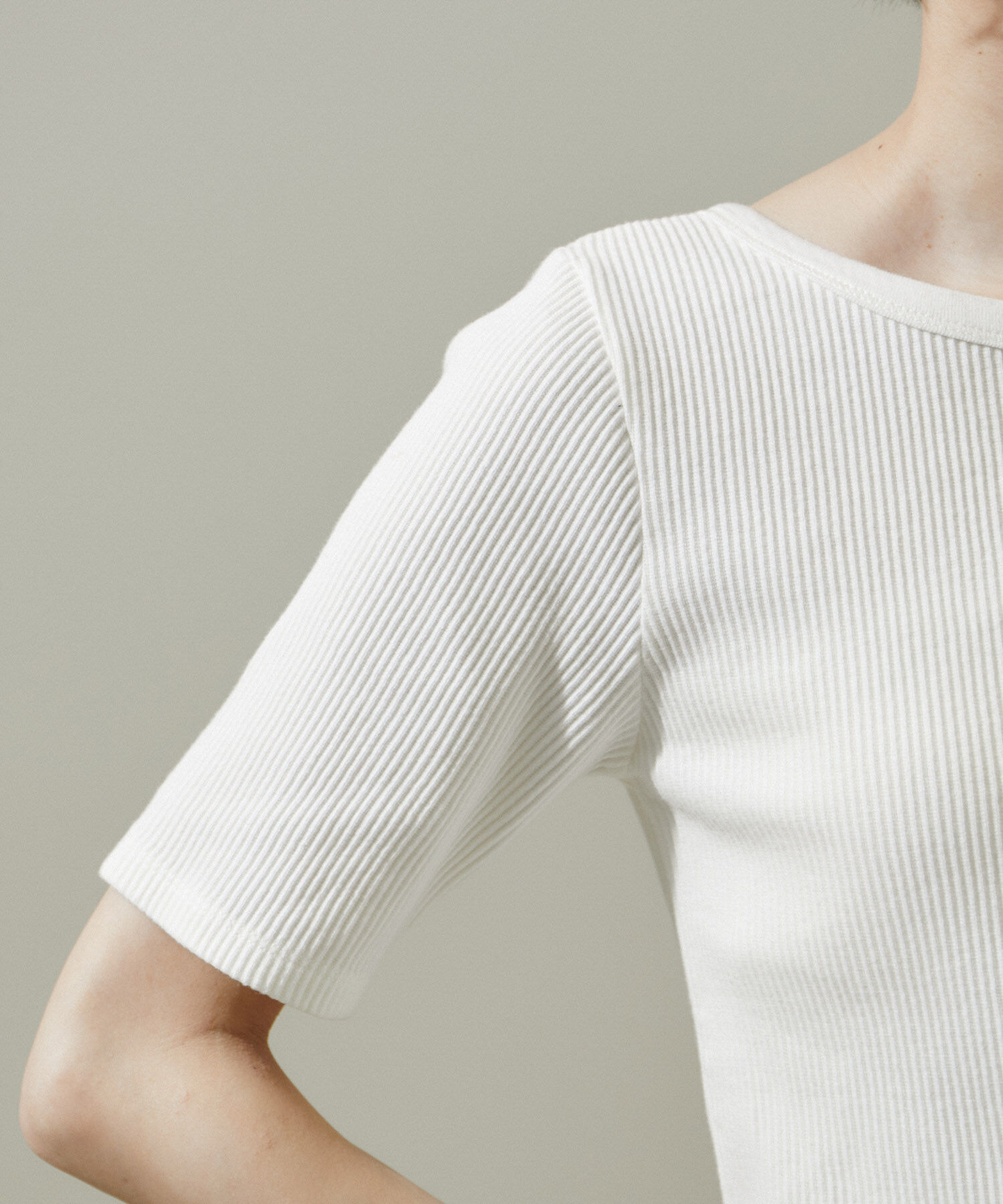 SALON adam et rope'「ヴィンテージライク2WAYリブTシャツ【セットアップ対応・洗える】」|Tシャツ・カットソー|