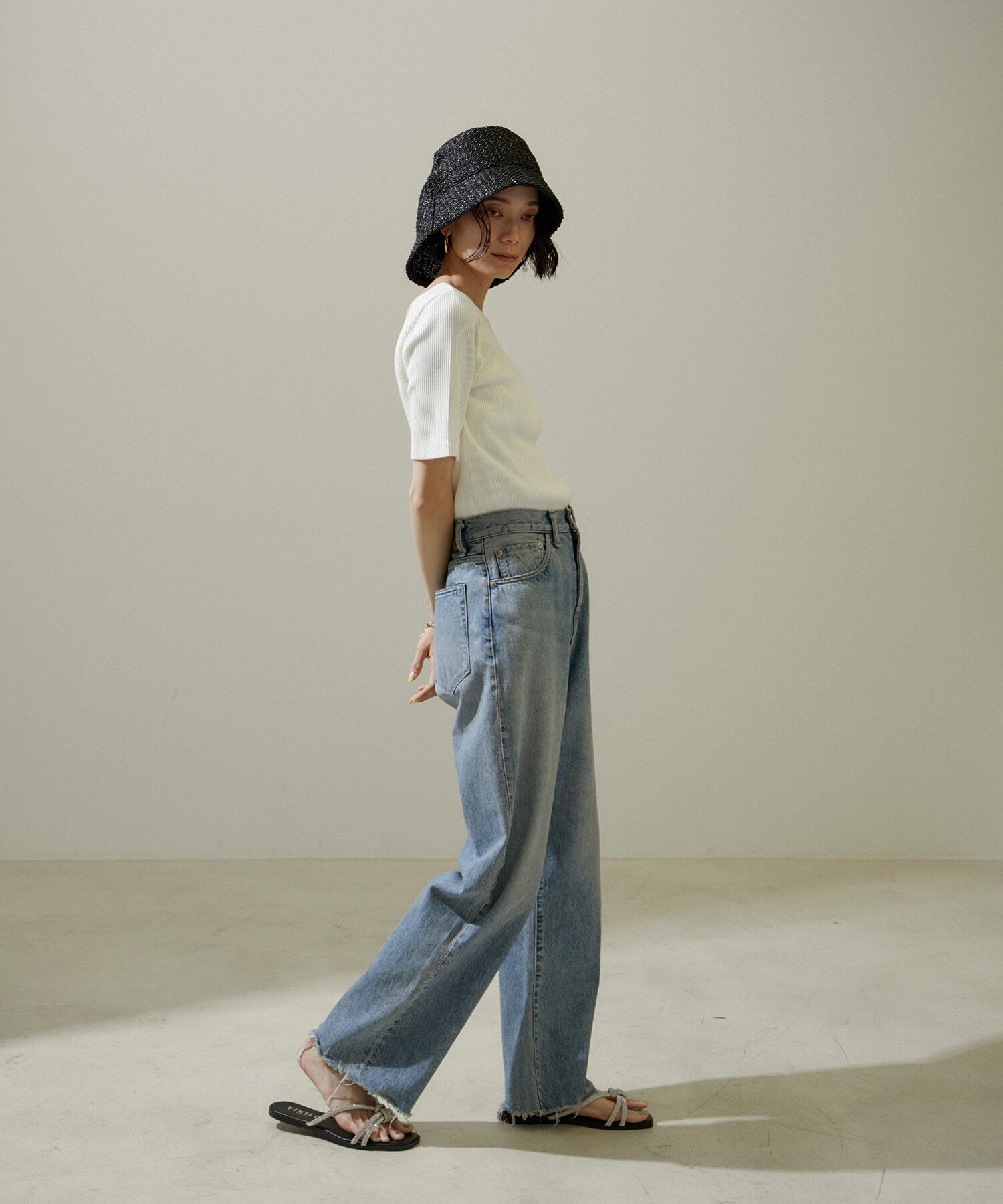 SALON adam et rope'「ヴィンテージライク2WAYリブTシャツ【セットアップ対応・洗える】」|Tシャツ・カットソー|