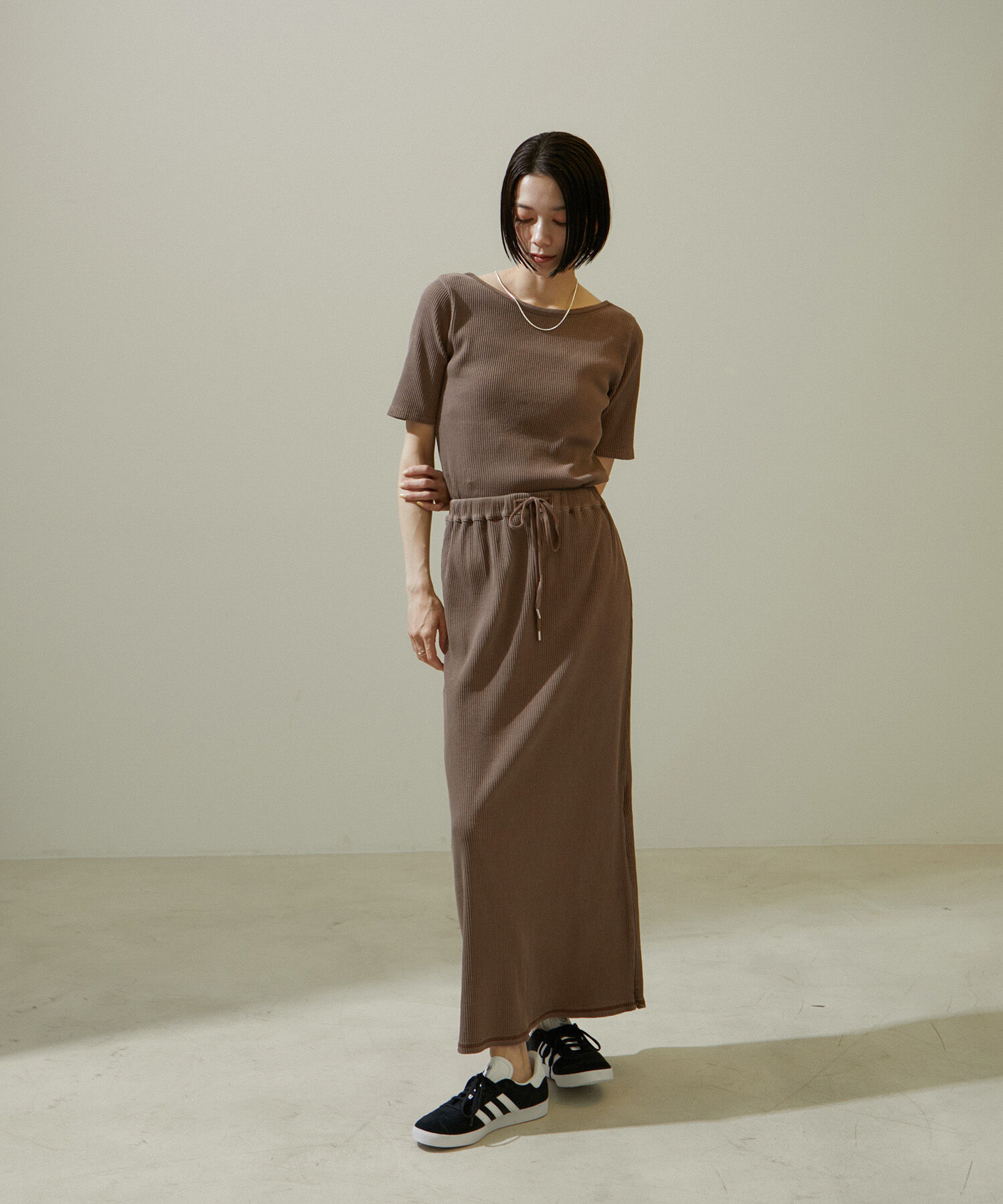 SALON adam et rope'「ヴィンテージライク2WAYリブTシャツ【セットアップ対応・洗える】」|Tシャツ・カットソー|