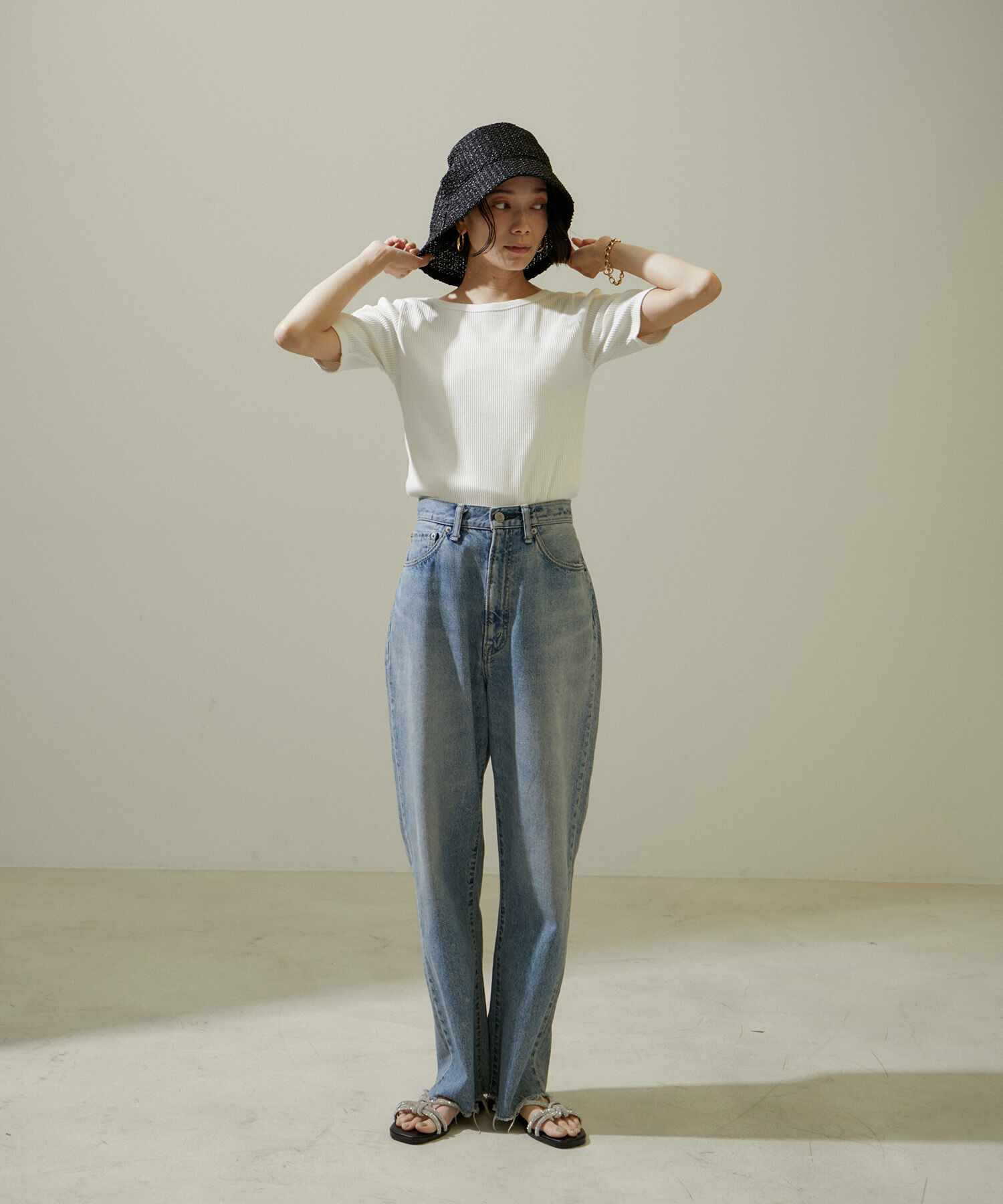 SALON adam et rope'「ヴィンテージライク2WAYリブTシャツ【セットアップ対応・洗える】」|Tシャツ・カットソー|