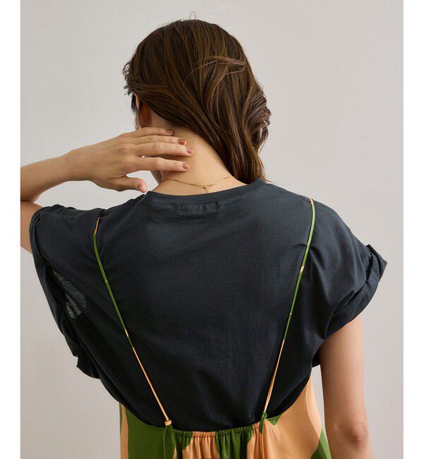 ROPE「ツイストフレンチスリーブTシャツ」|Tシャツ・カットソー|ブラック(01)