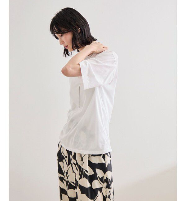 ROPE「【洗える】グレイス天竺 5分袖Tシャツ」|Tシャツ・カットソー|