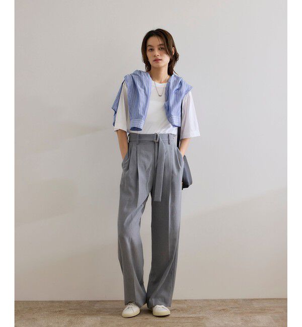 ROPE「【洗える】グレイス天竺 5分袖Tシャツ」|Tシャツ・カットソー|