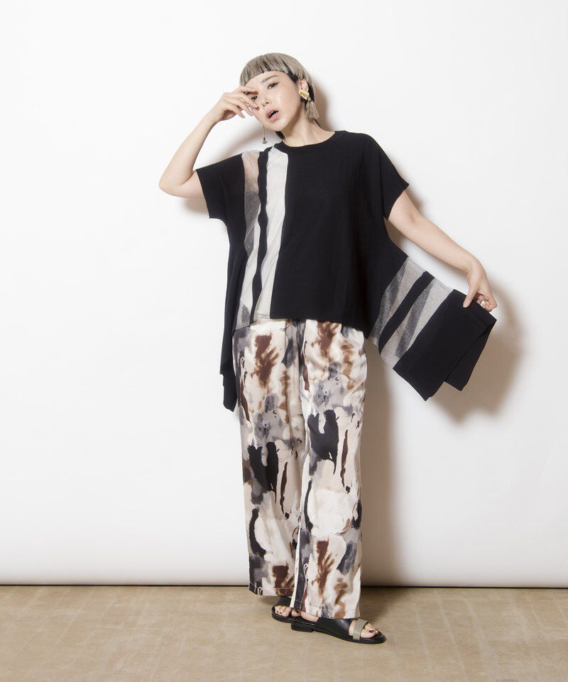  「サイドドレープニットプルオーバー」|ニット・セーター|