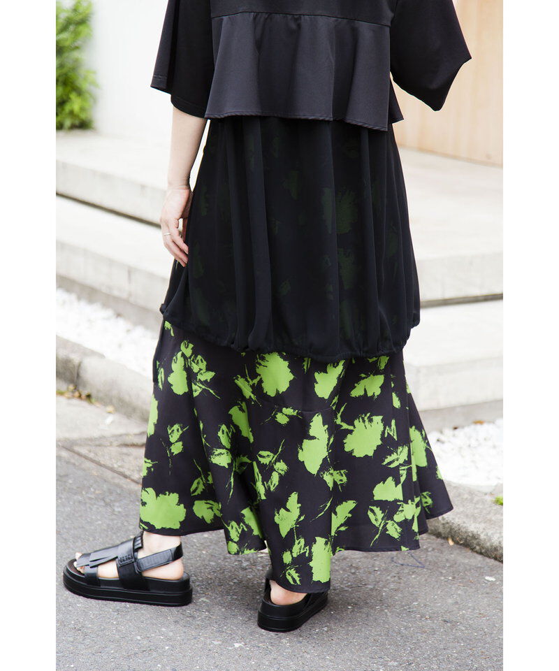  「プリントセミマーメイドスカート」|フレア|