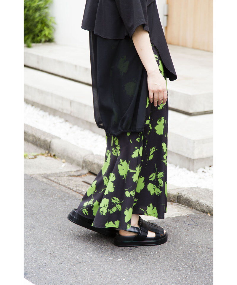  「プリントセミマーメイドスカート」|フレア|