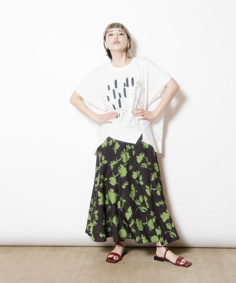  「プリントセミマーメイドスカート」|フレア|