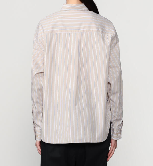 GYMPHLEX「Gymphlex | コットンストライプ ショートボタンダウン長袖シャツ WOMEN」|シャツ・ブラウス|