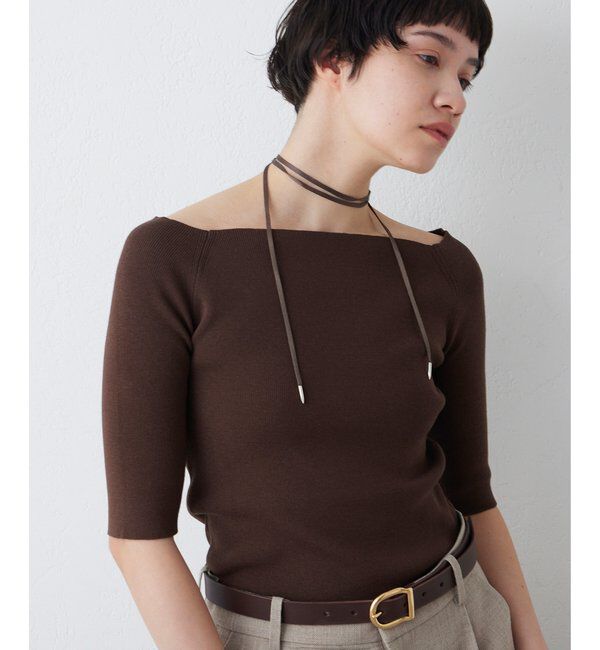 THE PAUSE「【THE PAUSE】オフショルハーフスリーブプルオーバー」|ニット・セーター|