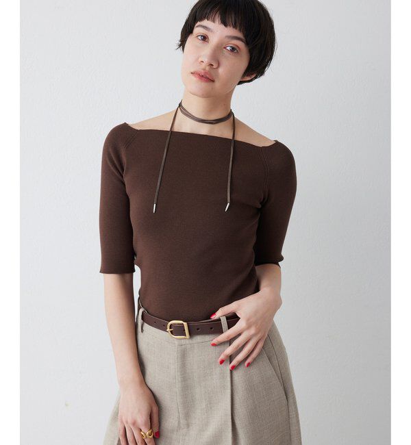 THE PAUSE「【THE PAUSE】オフショルハーフスリーブプルオーバー」|ニット・セーター|