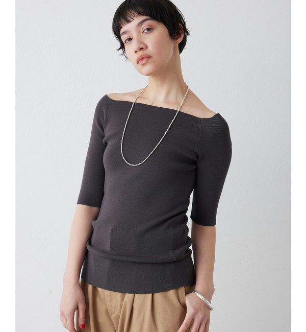 THE PAUSE「【THE PAUSE】オフショルハーフスリーブプルオーバー」|ニット・セーター|