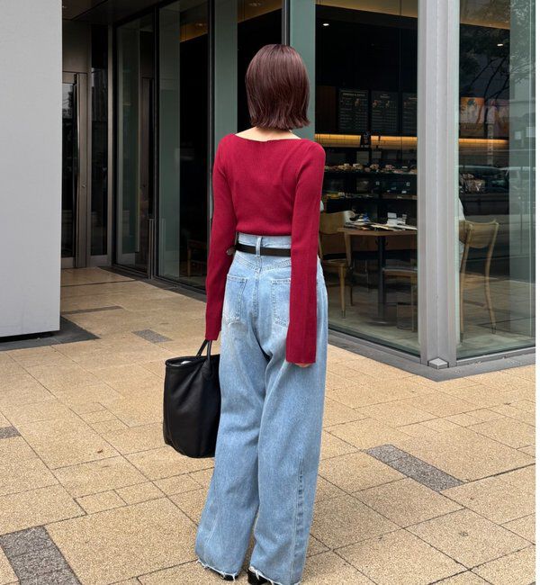  「デザインネックリブニット」|ニット・セーター|