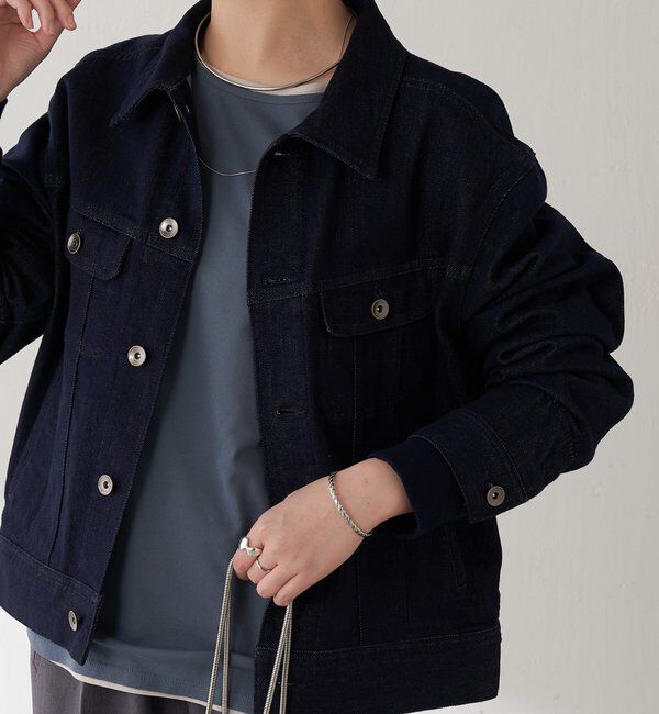  「Q.anos ストレッチリブデニムジャケット」|デニムジャケット|