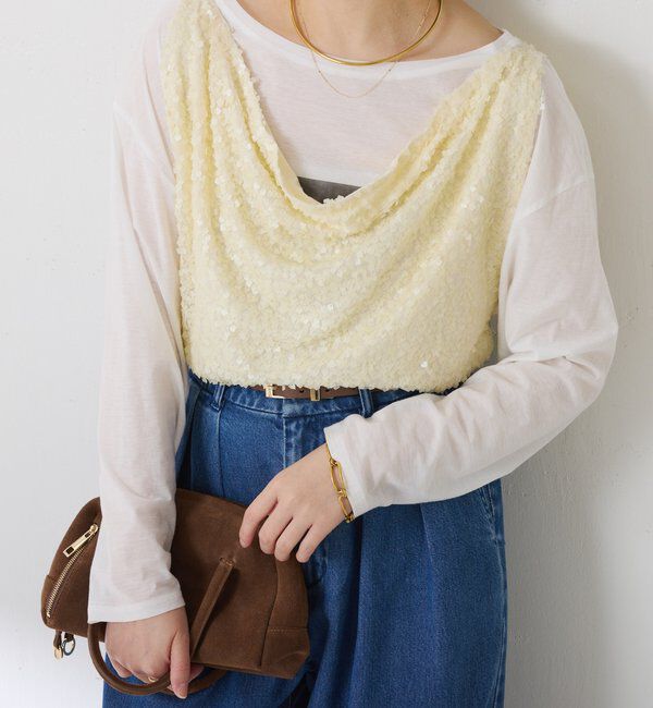  「【プラスワンアイテム】スパンコールドレープベスト」|Tシャツ・カットソー|