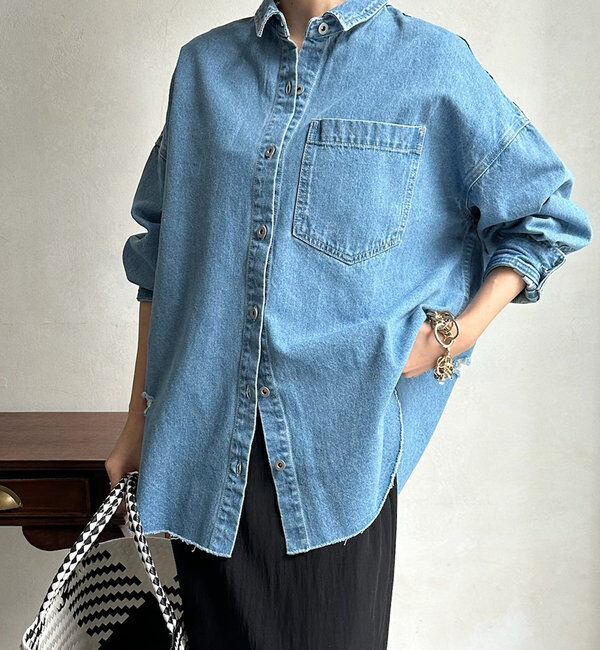  「【新色追加】ダメージデニムシャツ」|シャツ・ブラウス|