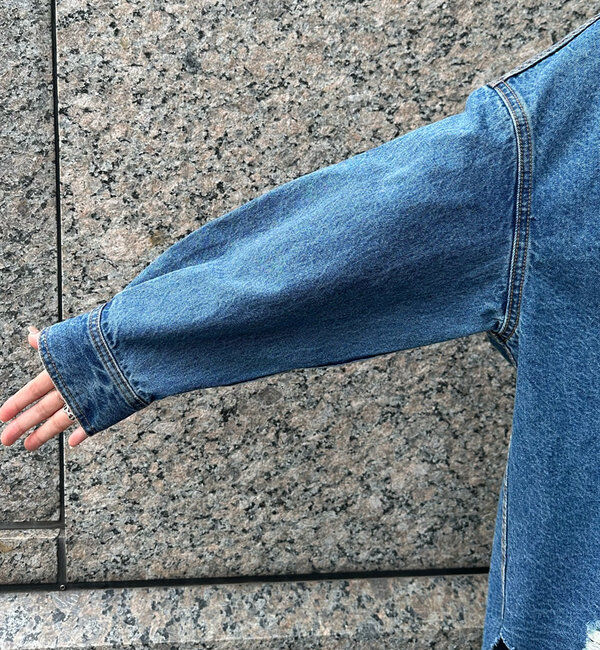  「【新色追加】ダメージデニムシャツ」|シャツ・ブラウス|