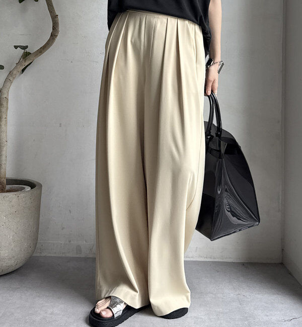  「【累計販売数3万枚突破/21色4サイズ展開！】タックワイドパンツ」|チノ|