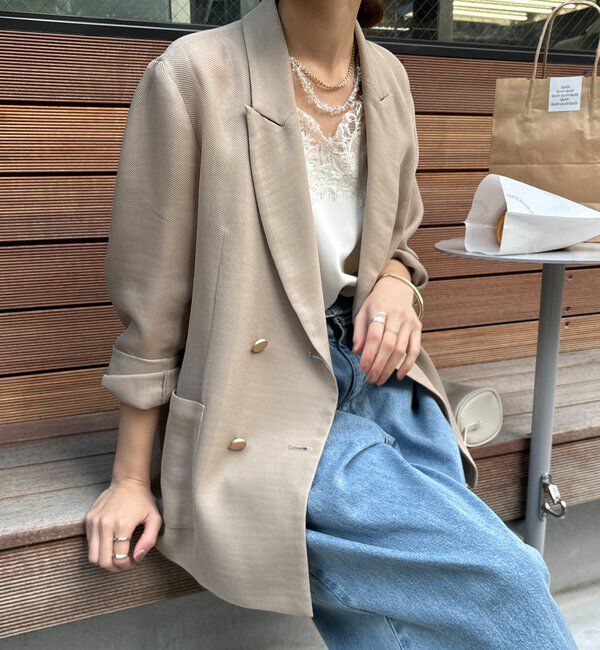  「メッシュダブルジャケット」|テーラードジャケット|ベージュ