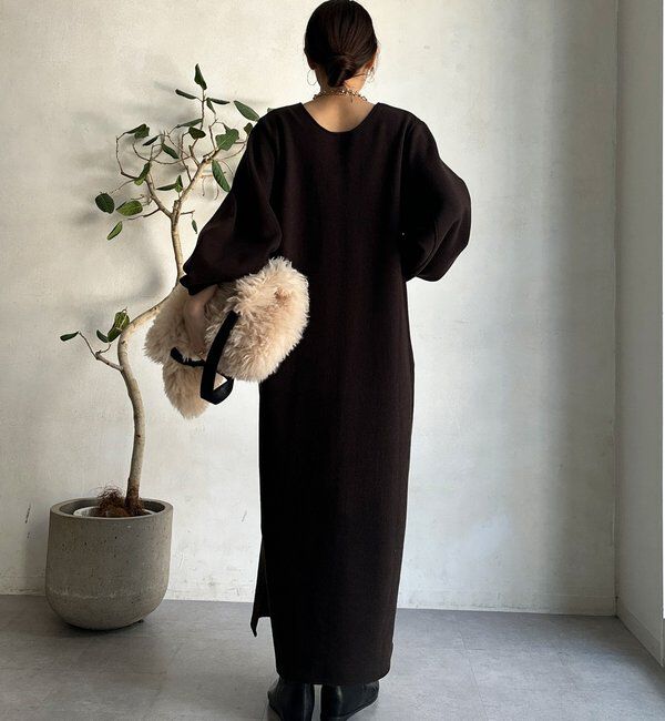  「【前後2WAY】裏起毛袖ボリュームワンピース」|ワンピース|