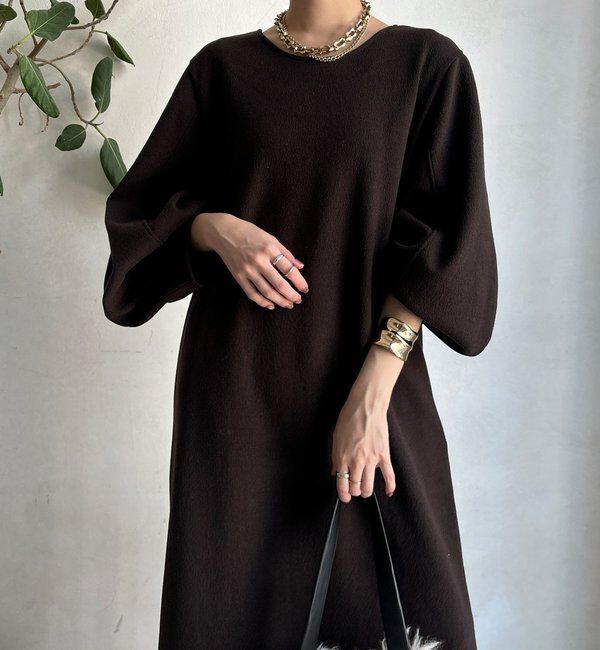  「【前後2WAY】裏起毛袖ボリュームワンピース」|ワンピース|