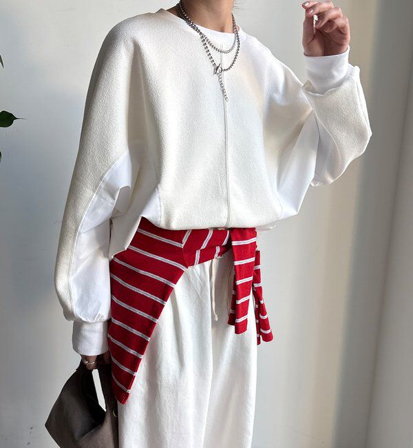  「【WEB限定】異素材切替プルオーバー」|Tシャツ・カットソー|