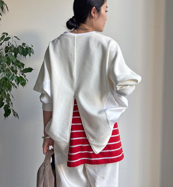  「【WEB限定】異素材切替プルオーバー」|Tシャツ・カットソー|