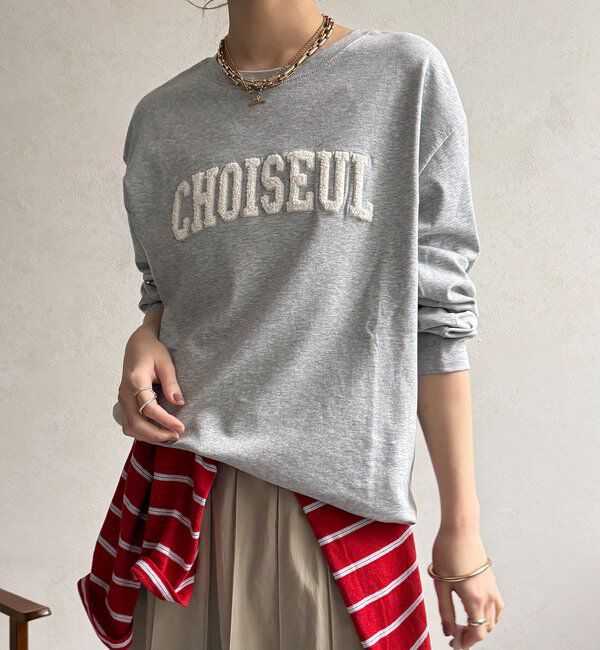  「【WEB限定】サガラ刺繍ロゴプリントロンTEE」|Tシャツ・カットソー|グレー