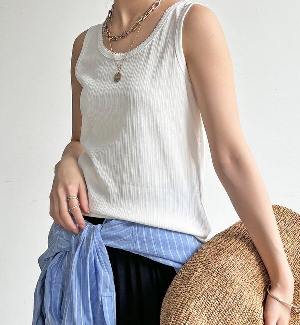  「【WEB限定】ランダムテレコストレッチタンク」|Tシャツ・カットソー|
