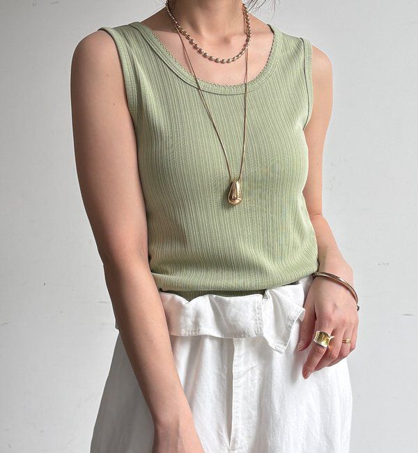  「【WEB限定】ランダムテレコストレッチタンク」|Tシャツ・カットソー|