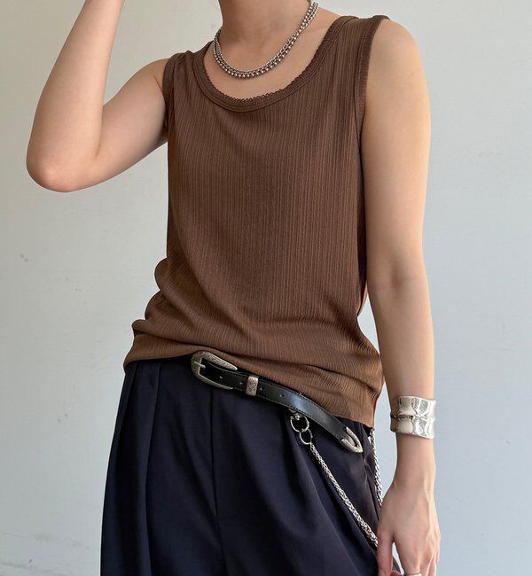  「【WEB限定】ランダムテレコストレッチタンク」|Tシャツ・カットソー|