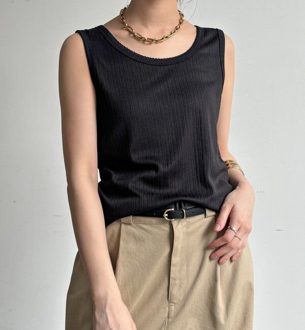  「【WEB限定】ランダムテレコストレッチタンク」|Tシャツ・カットソー|ブラック